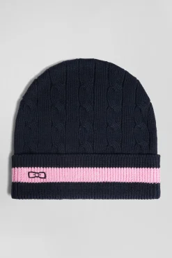 Bonnet en coton torsadé bleu marine