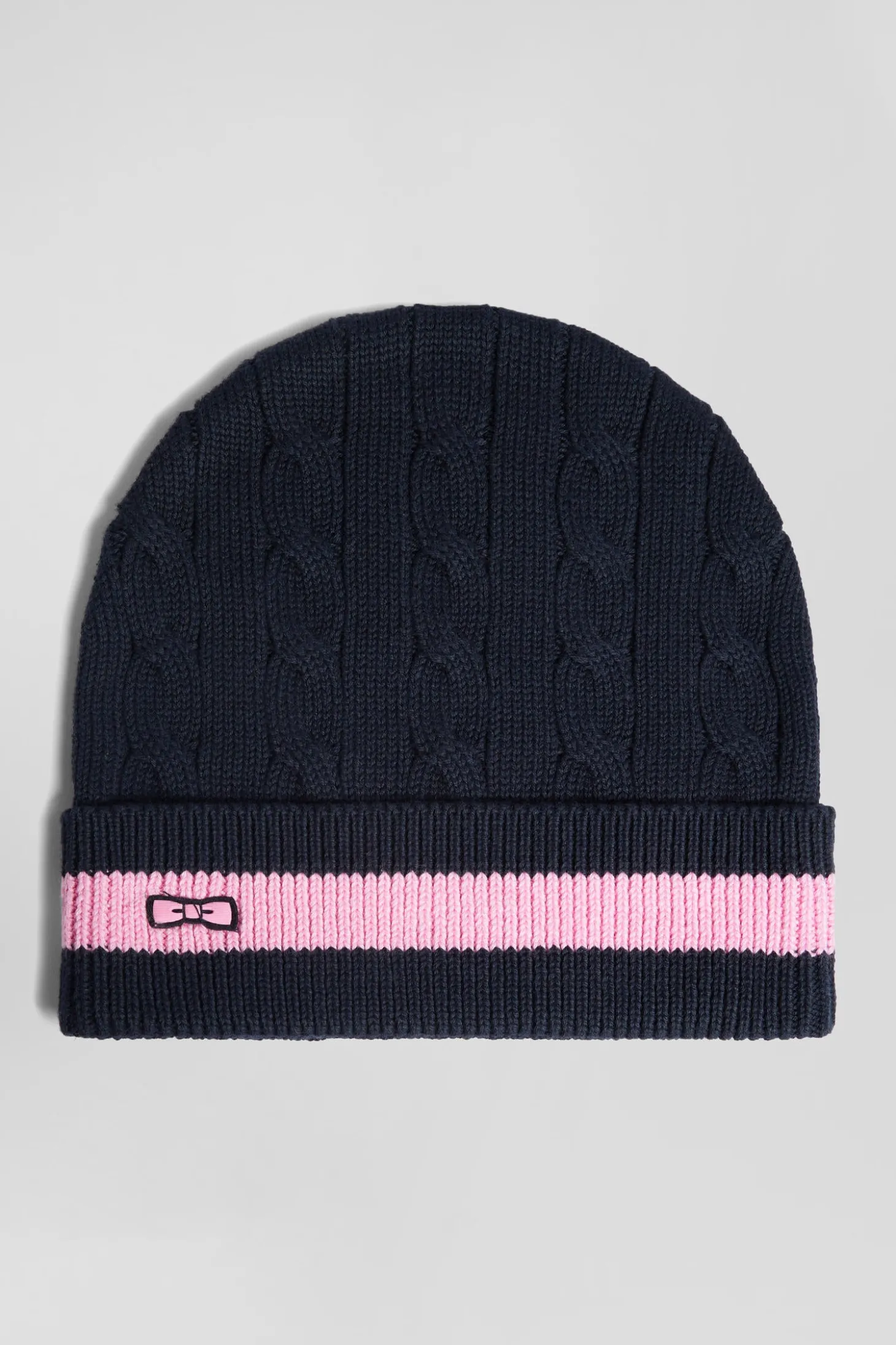 Bonnet en coton torsadé bleu marine