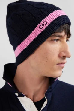 Bonnet en coton torsadé bleu marine