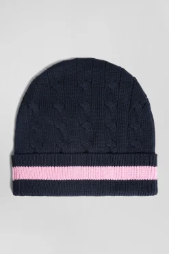 Bonnet en coton torsadé bleu marine