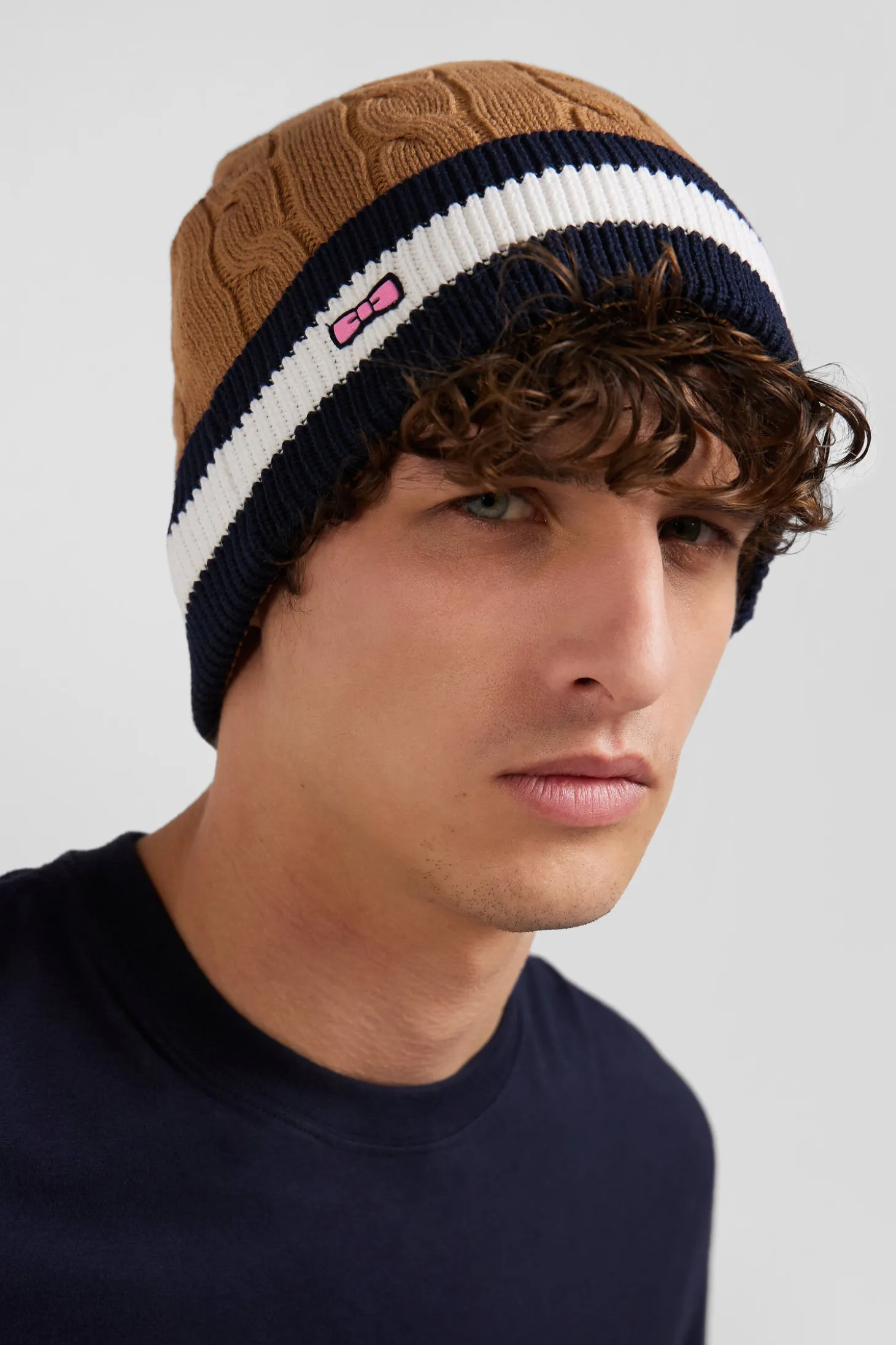 Bonnet en coton torsadé camel