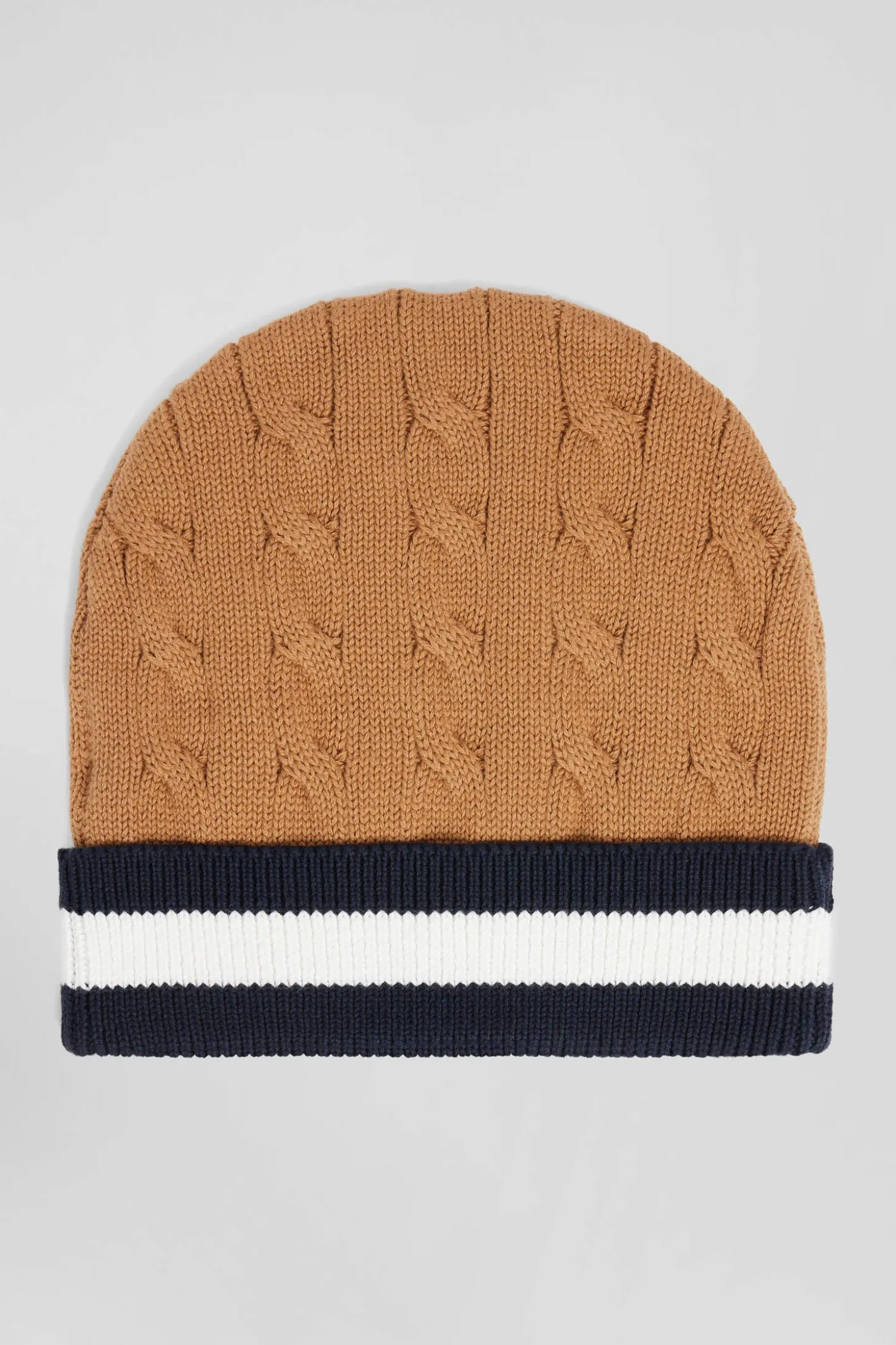 Bonnet en coton torsadé camel