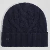 Bonnet en laine torsadée bleu marine