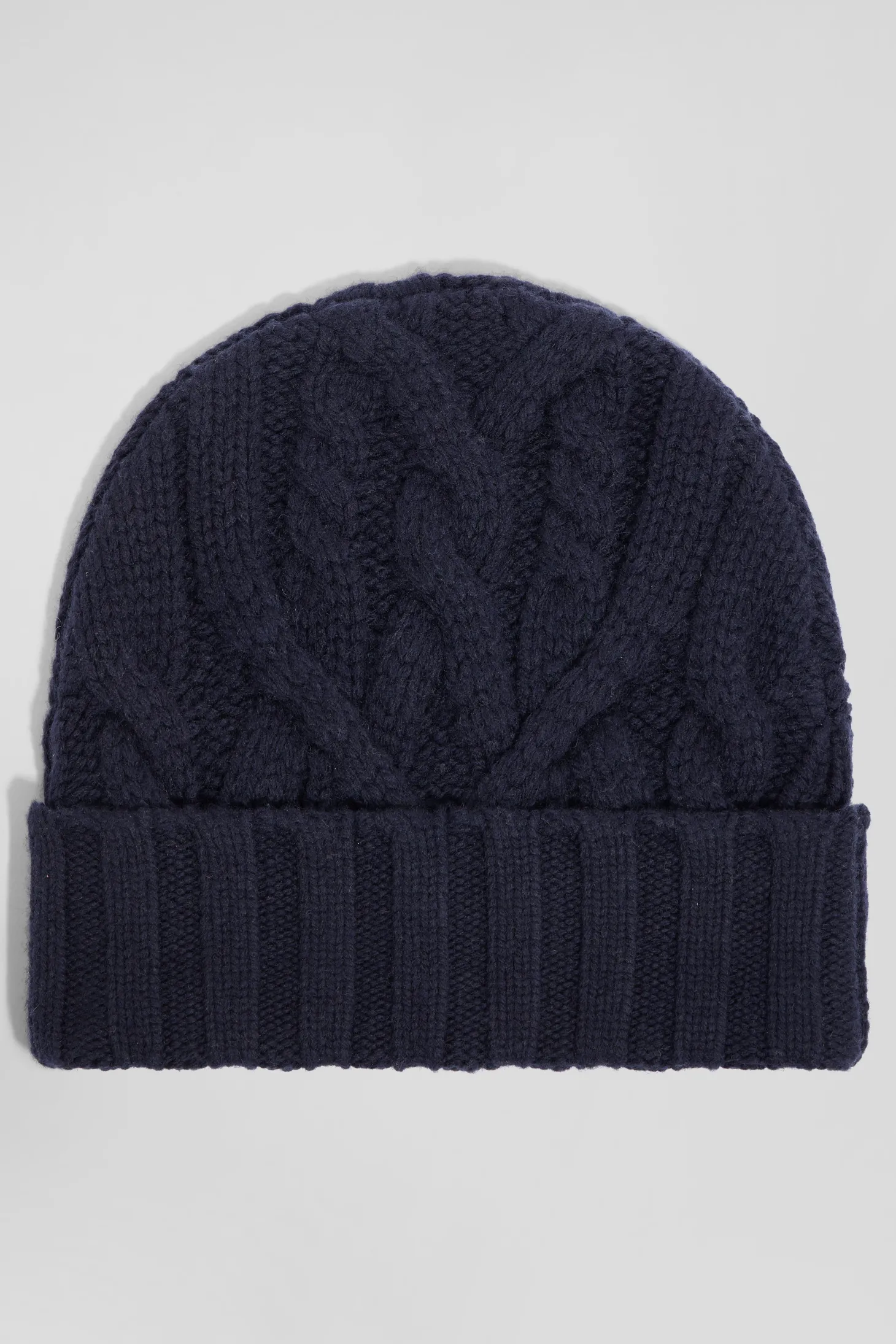 Bonnet en laine torsadée bleu marine