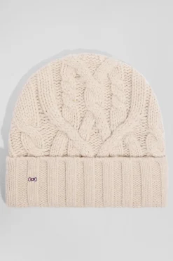 Bonnet en laine torsadée écru