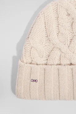 Bonnet en laine torsadée écru
