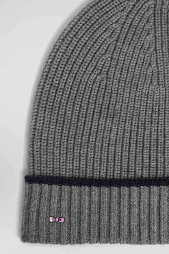 Bonnet en maille côtelée gris anthracite