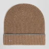 Bonnet en maille côtelée marron