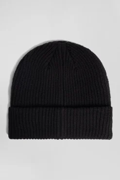Bonnet en maille noir broderie nœud papillon