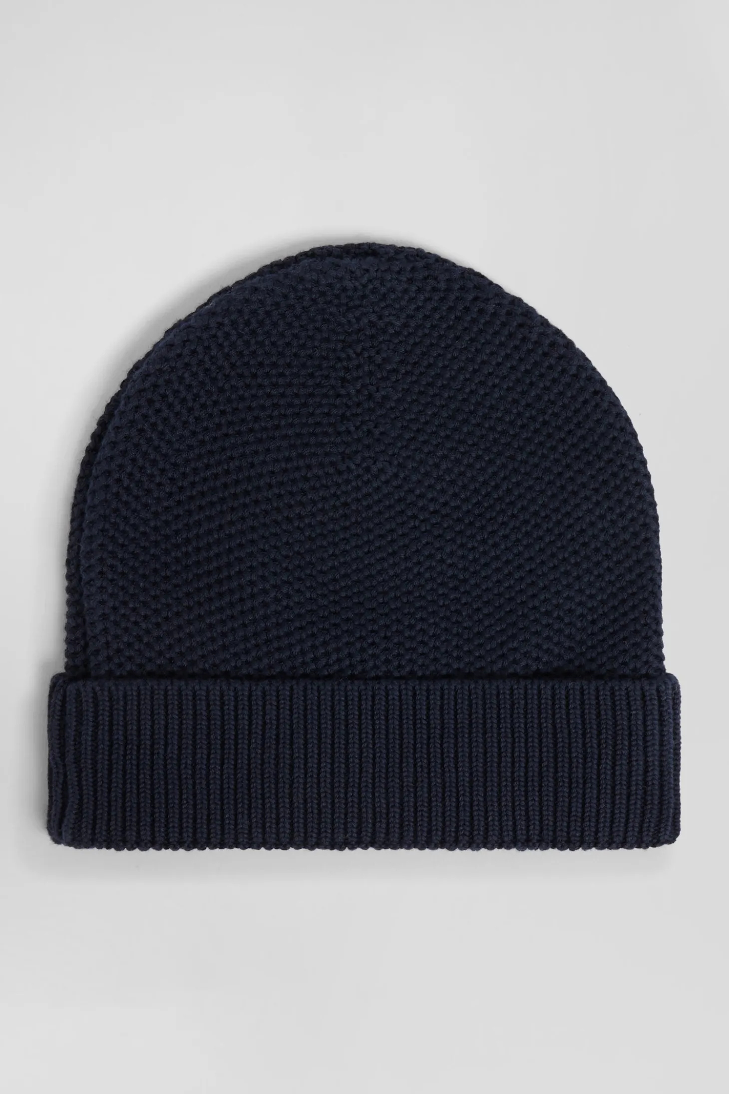 Bonnet uni en coton bleu marine broderie nœud papillon