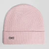 Bonnet uni en coton tricoté rose