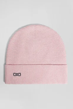 Bonnet uni en coton tricoté rose
