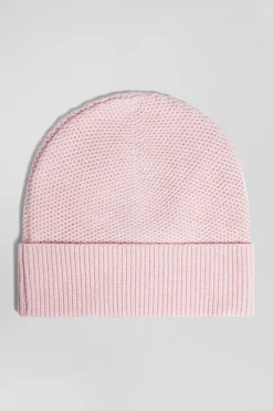 Bonnet uni en coton tricoté rose