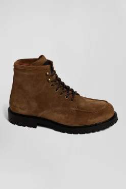 Boots à semelles crantées en cuir marron