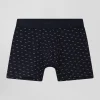 Boxer à micro motifs nœud papillon bleu marine et rose en coton stretch