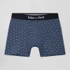Boxer à micro motifs nœud papillon bleu et rose en coton stretch