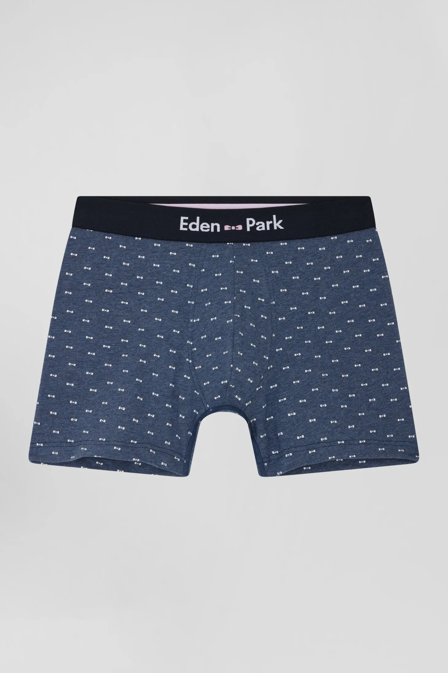 Boxer à micro motifs nœud papillon bleu et rose en coton stretch