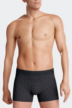 Boxer à micro motifs nœud papillon bleu marine et rose en coton stretch