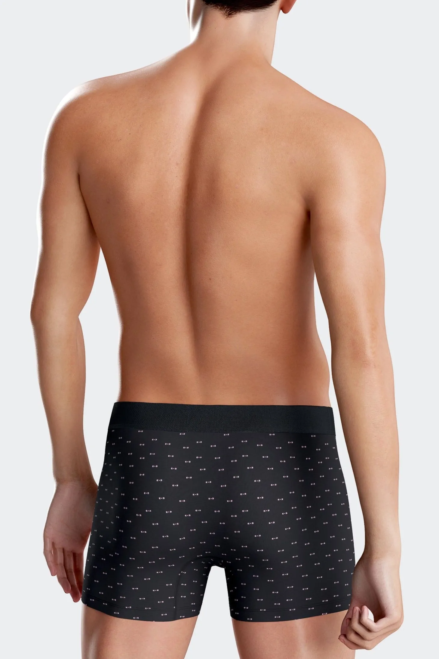 Boxer à micro motifs nœud papillon bleu marine et rose en coton stretch