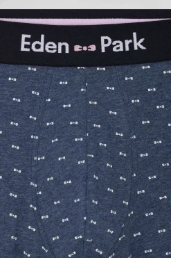 Boxer à micro motifs nœud papillon bleu et rose en coton stretch