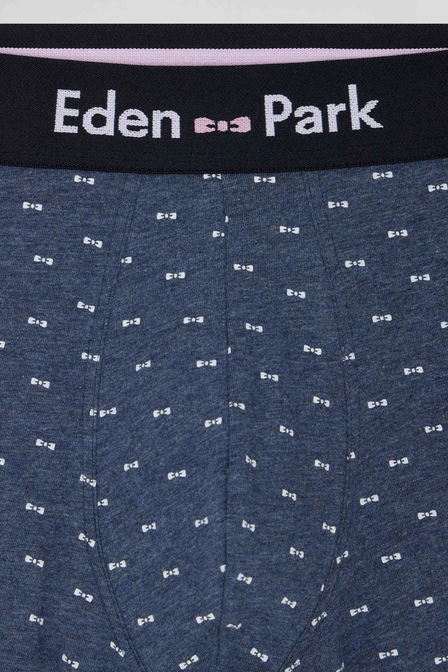 Boxer à micro motifs nœud papillon bleu et rose en coton stretch