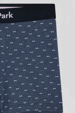 Boxer à micro motifs nœud papillon bleu et rose en coton stretch
