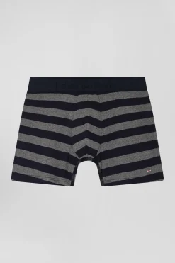 Boxer cerclé en coton stretch gris anthracite