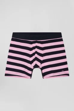 Boxer cerclé en coton stretch rose