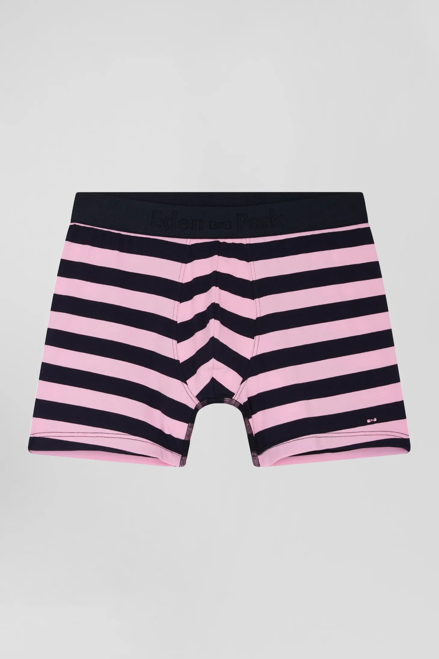 Boxer cerclé en coton stretch rose