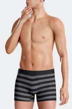 Boxer cerclé en coton stretch gris anthracite
