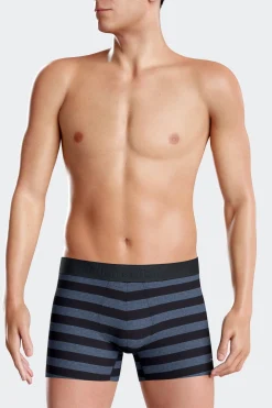 Boxer cerclé en coton stretch bleu foncé
