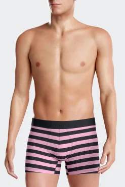 Boxer cerclé en coton stretch rose
