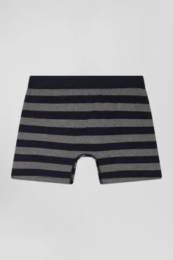 Boxer cerclé en coton stretch gris anthracite