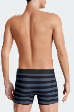 Boxer cerclé en coton stretch bleu foncé