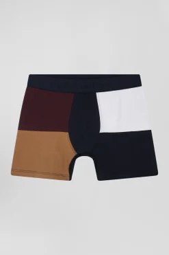 Boxer colorblock en coton stretch bordeaux