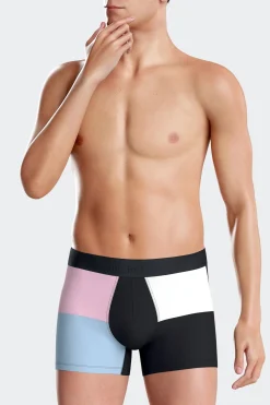 Boxer colorblock en coton stretch rose