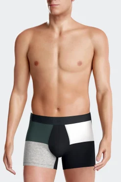 Boxer colorblock en coton stretch vert