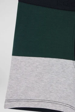 Boxer colorblock en coton stretch vert