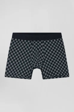 Boxer en coton stretch à micro-motifs vert