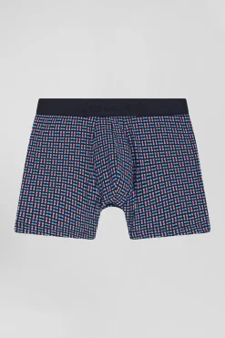 Boxer en coton stretch à micro-motifs rose