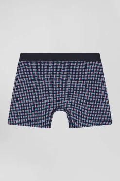 Boxer en coton stretch à micro-motifs rose