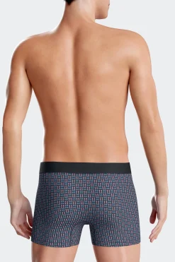 Boxer en coton stretch à micro-motifs rose