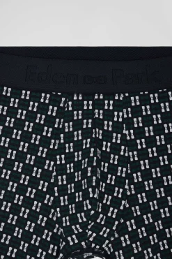Boxer en coton stretch à micro-motifs vert
