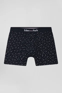 Boxer en coton stretch bleu marine micro-motifs nœuds papillon