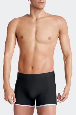 Boxer en coton stretch bleu marine liserés contrastés