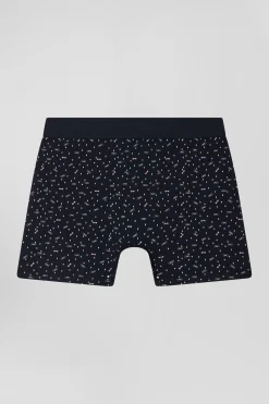Boxer en coton stretch bleu marine micro-motifs nœuds papillon