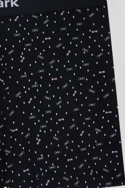 Boxer en coton stretch bleu marine micro-motifs nœuds papillon