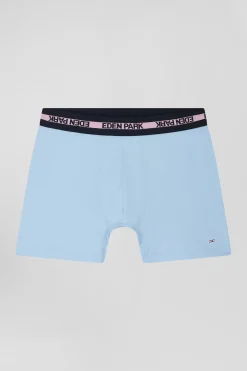 Boxer en coton stretch élastique taille siglé ciel