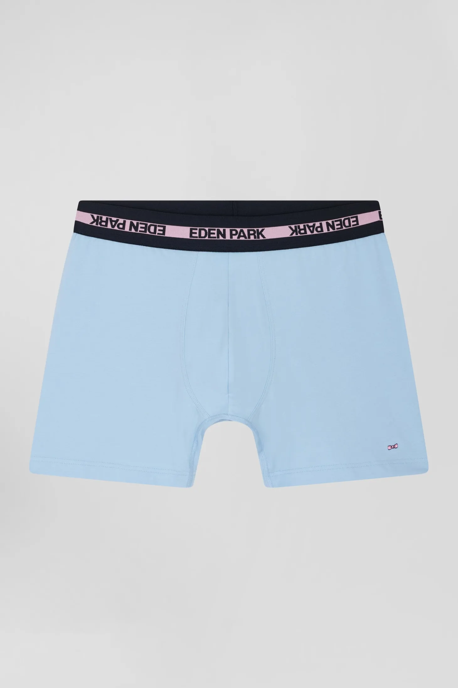 Boxer en coton stretch élastique taille siglé ciel
