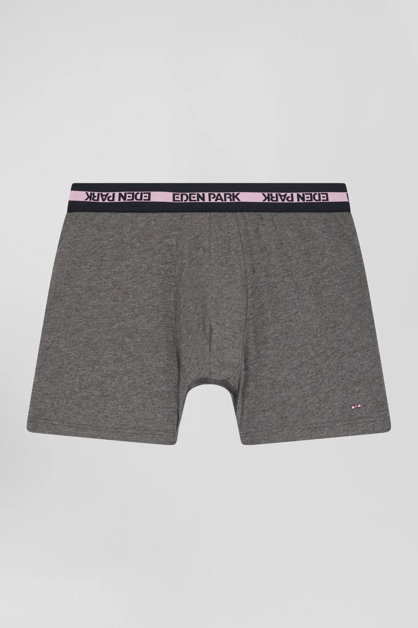 Boxer en coton stretch élastique taille siglé gris anthracite